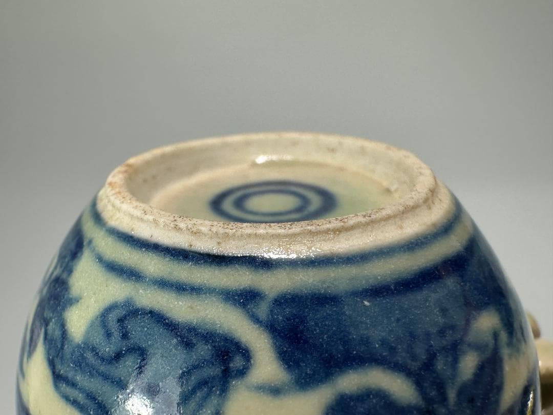 UM20-2U中国美術　景徳鎮窯　青花龍文　人物画　鳥食罐小壺　唐物　3点まとめ