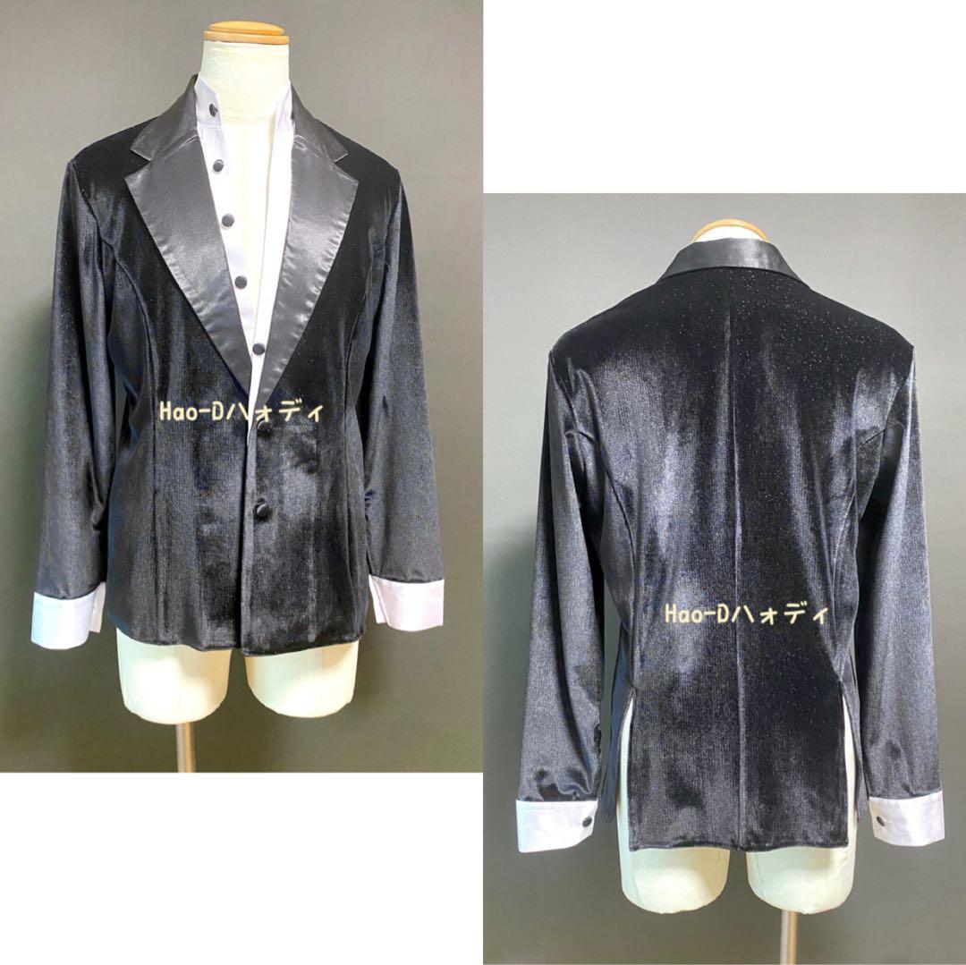 社交ダンス★ラテン★メンズ★新品★ジャケット★黒ベロア★L