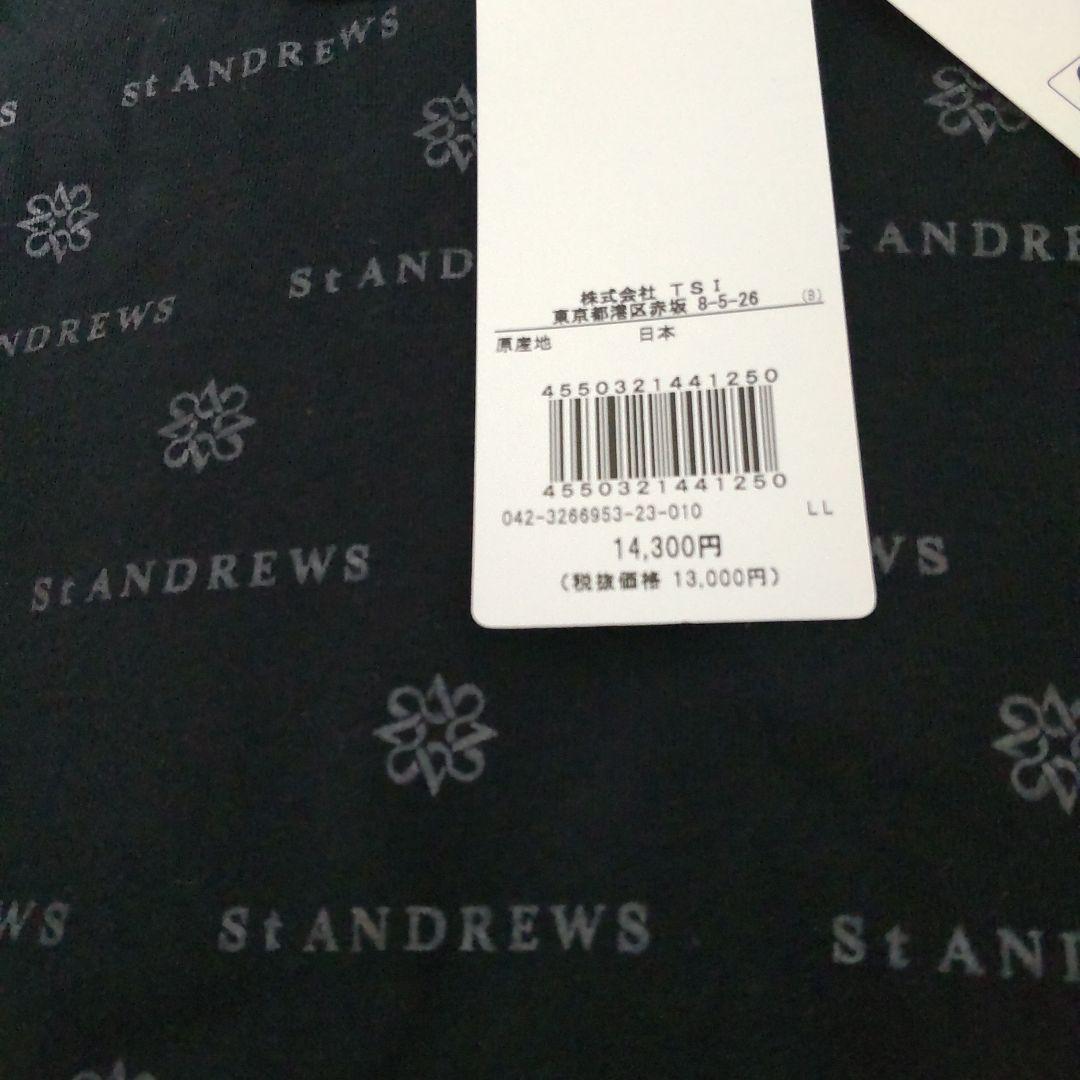 St ANDREWS ベア天竺ケルトロゴプリント長袖 ハイネック LL 黒 タグ