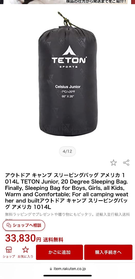 TETON ジュニア 寝袋 シュラフ ストライプ