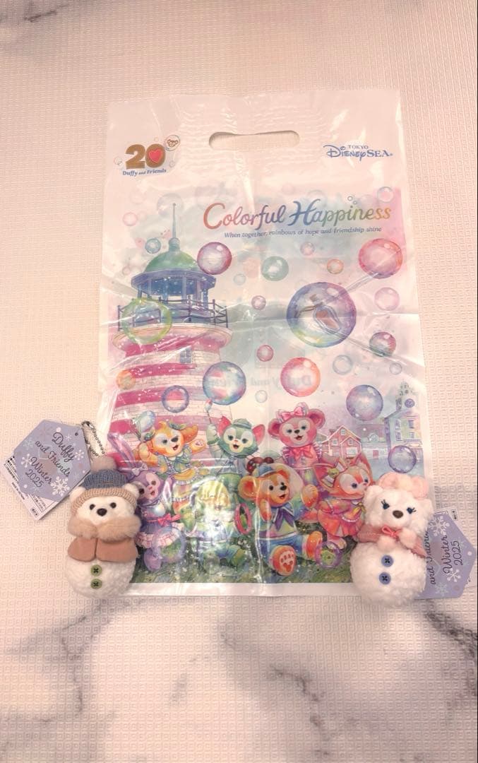ダッフィー & シェリーメイ ぬいぐるみチャームシークレットオブスノーウィーデイ