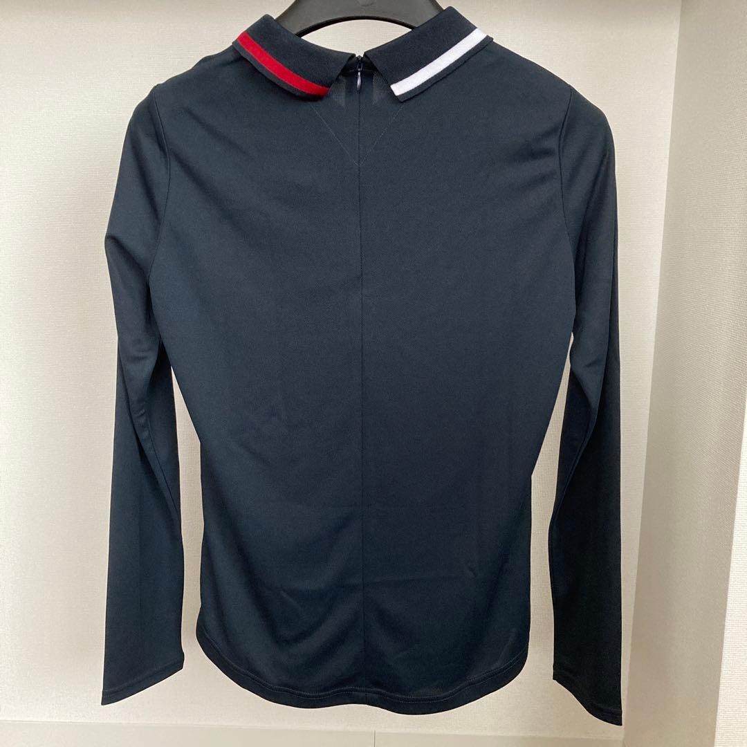 【新品】  ゴルフ長袖ポロシャツ ネイビー 速乾 M