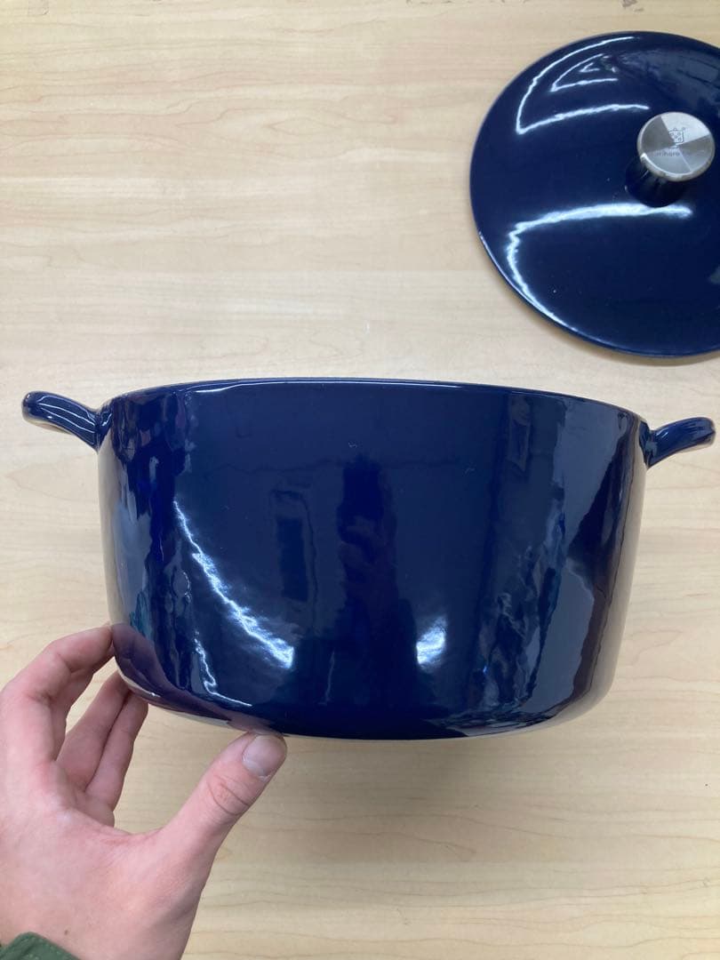 (栗原はるみ)ホーロー煮込み鍋　ネイビー 19cm