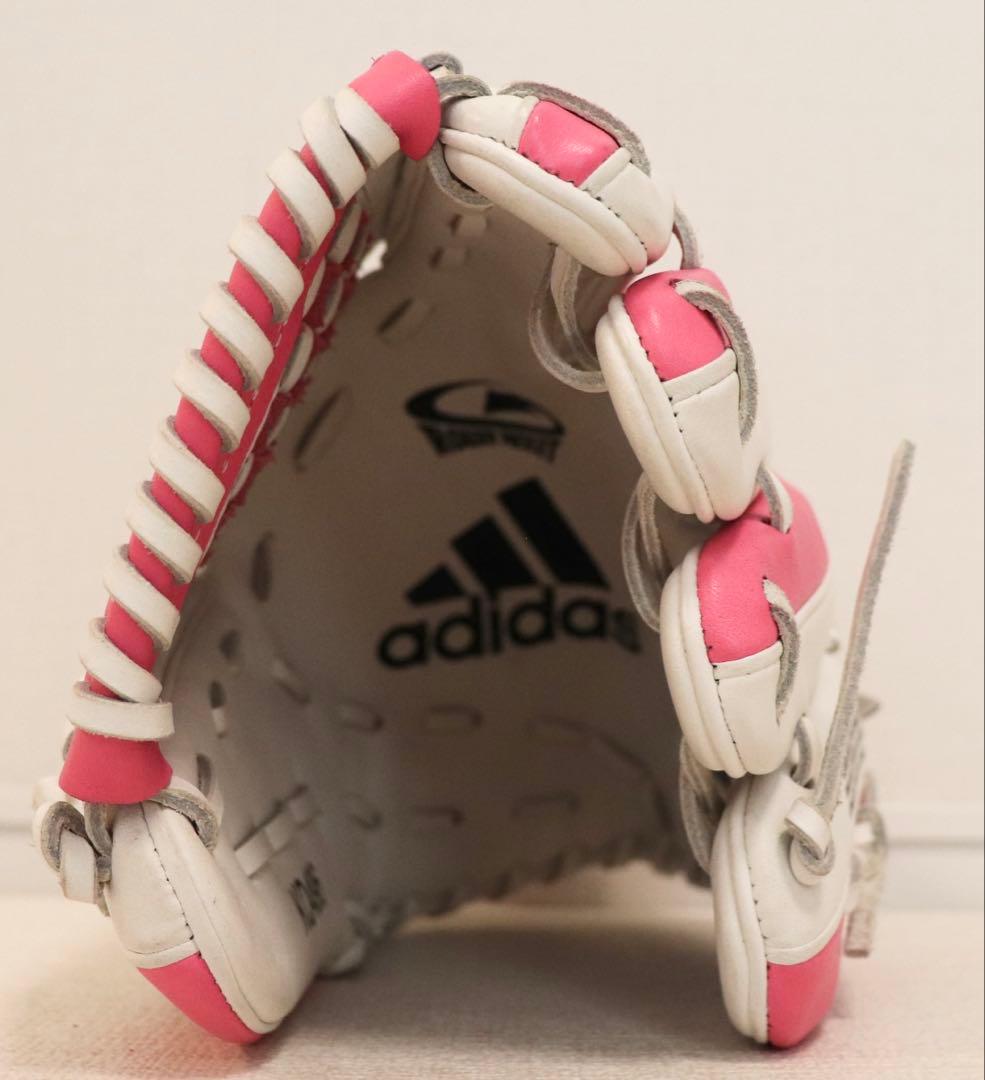 【極美品】アディダス 野球グローブ adiPRENE ピンク×ホワイト 右投げ用