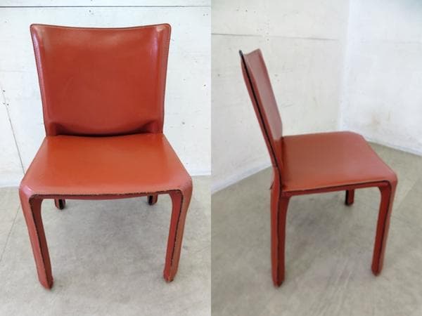 美品■Cassina■総革■412 Cab■キャブ アームレスチェア■30.8万