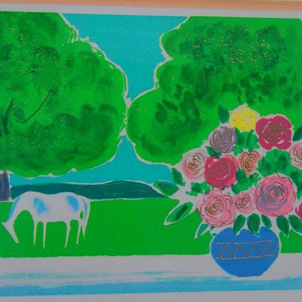 セルジュラシス　馬　金箔　SERGE LASSUS　リトグラフ　絵画　③