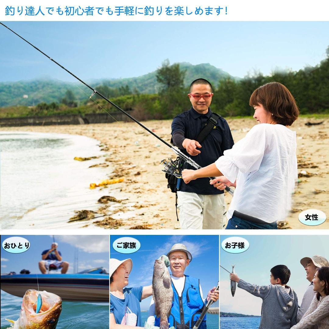 釣りセット 釣り竿2.1m スピニングリール 伸縮ロッド 釣り糸 収納袋付き