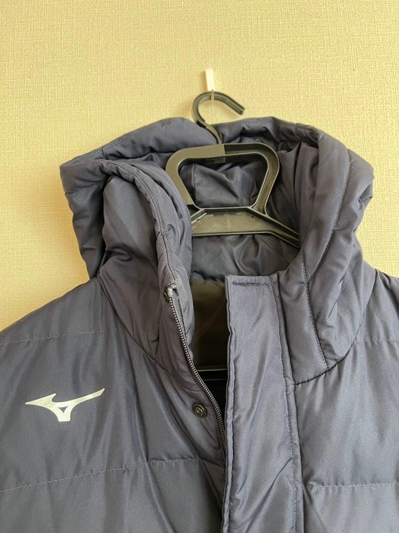 Mizuno フード付きベンチコート ネイビー