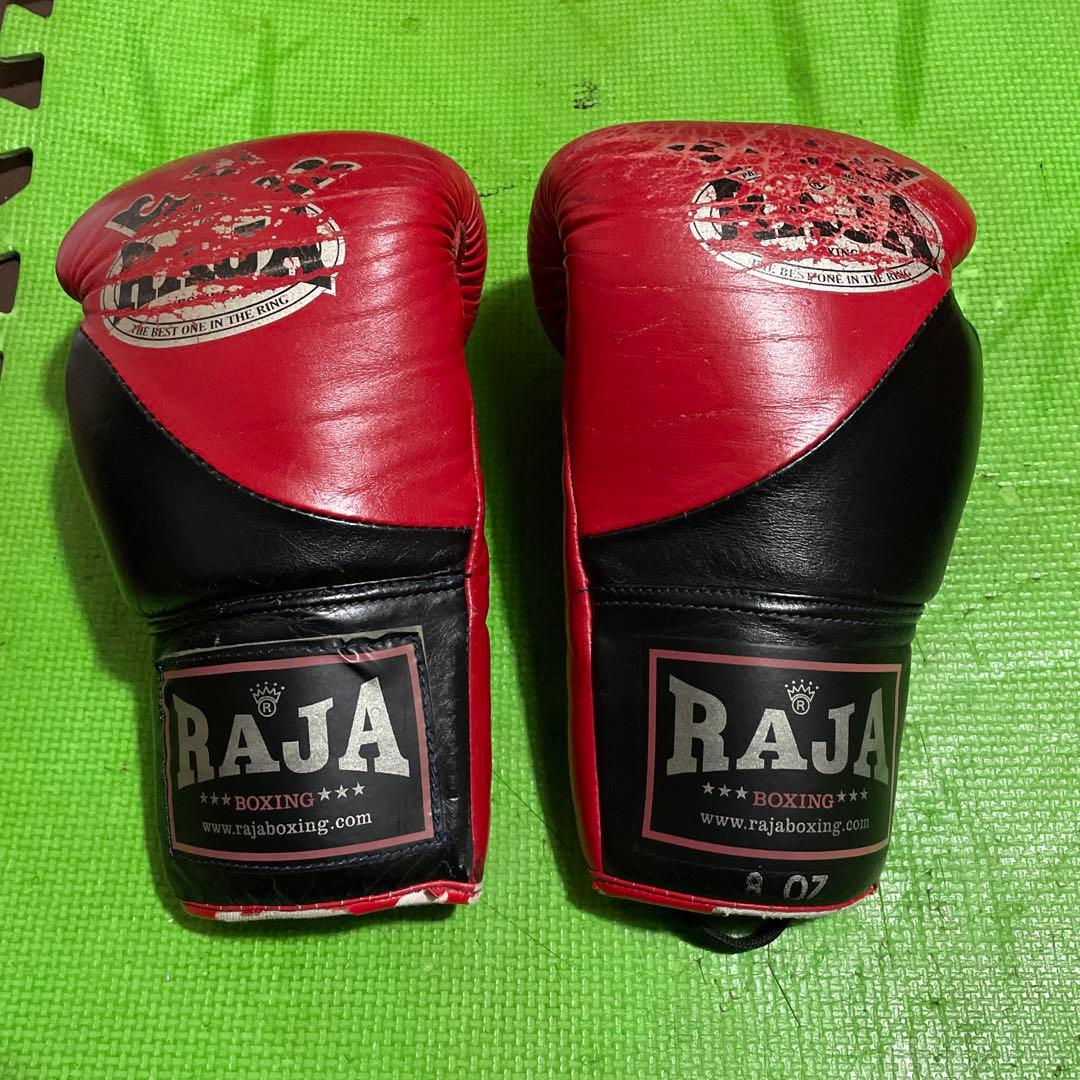最終価格RAJA 本革ボクシンググローブトップキング本革キックミット、バンテージ