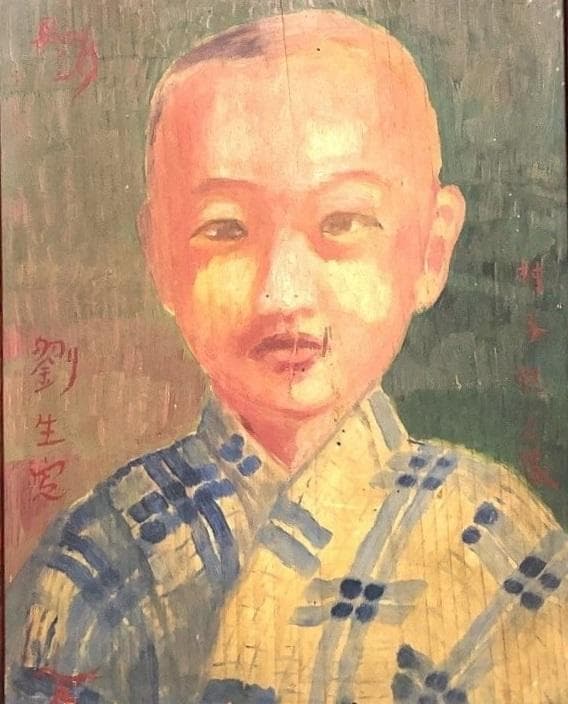【 岸田劉生「村子供像」】　肉筆板絵