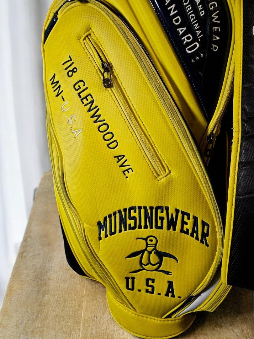 送料無料/美品　Munsingwear イエローキャディバッグ