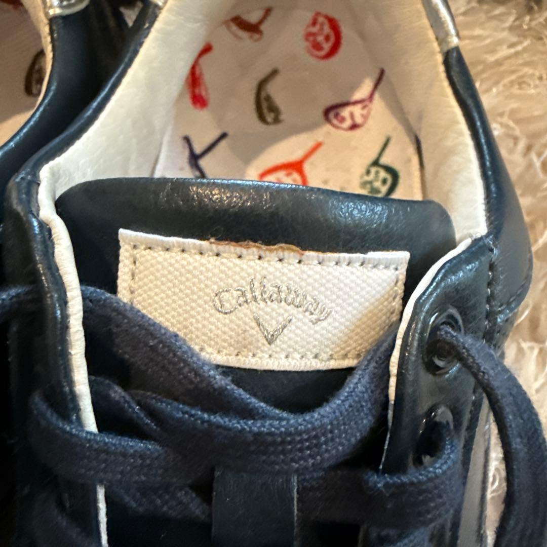 美品★Callaway ゴルフシューズ★ネイビー★保管袋★シルバーラメ靴紐付