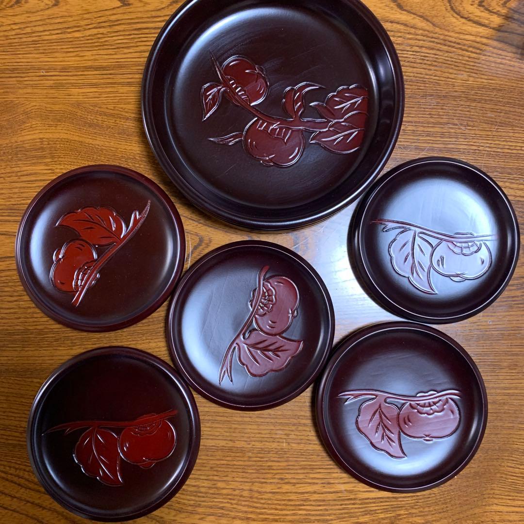 鎌倉彫　木製果物彫刻皿セット