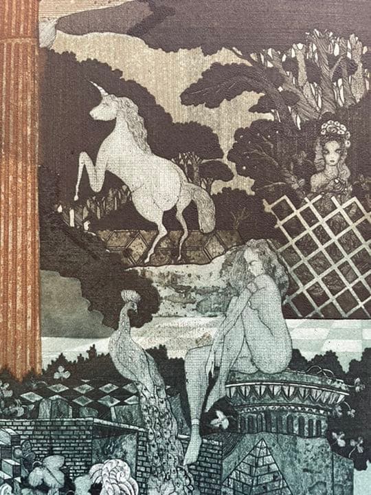 銅版画 : 山下清澄 フォロ・ロマーノ 1 「イタリアの幻想」シリーズ