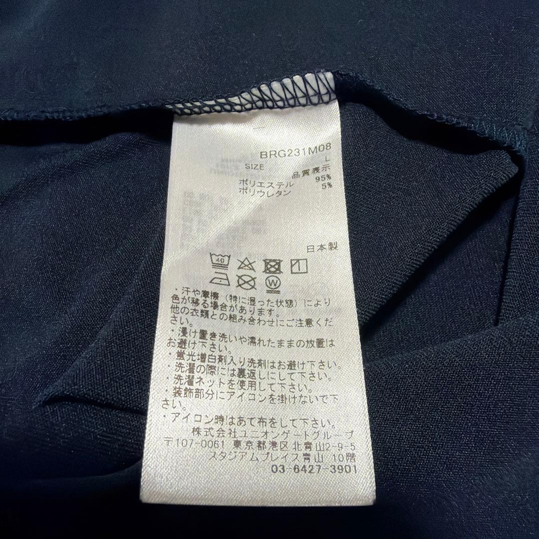 BRIEFING ゴルフネイビーモックネックシャッツ Lサイズ
