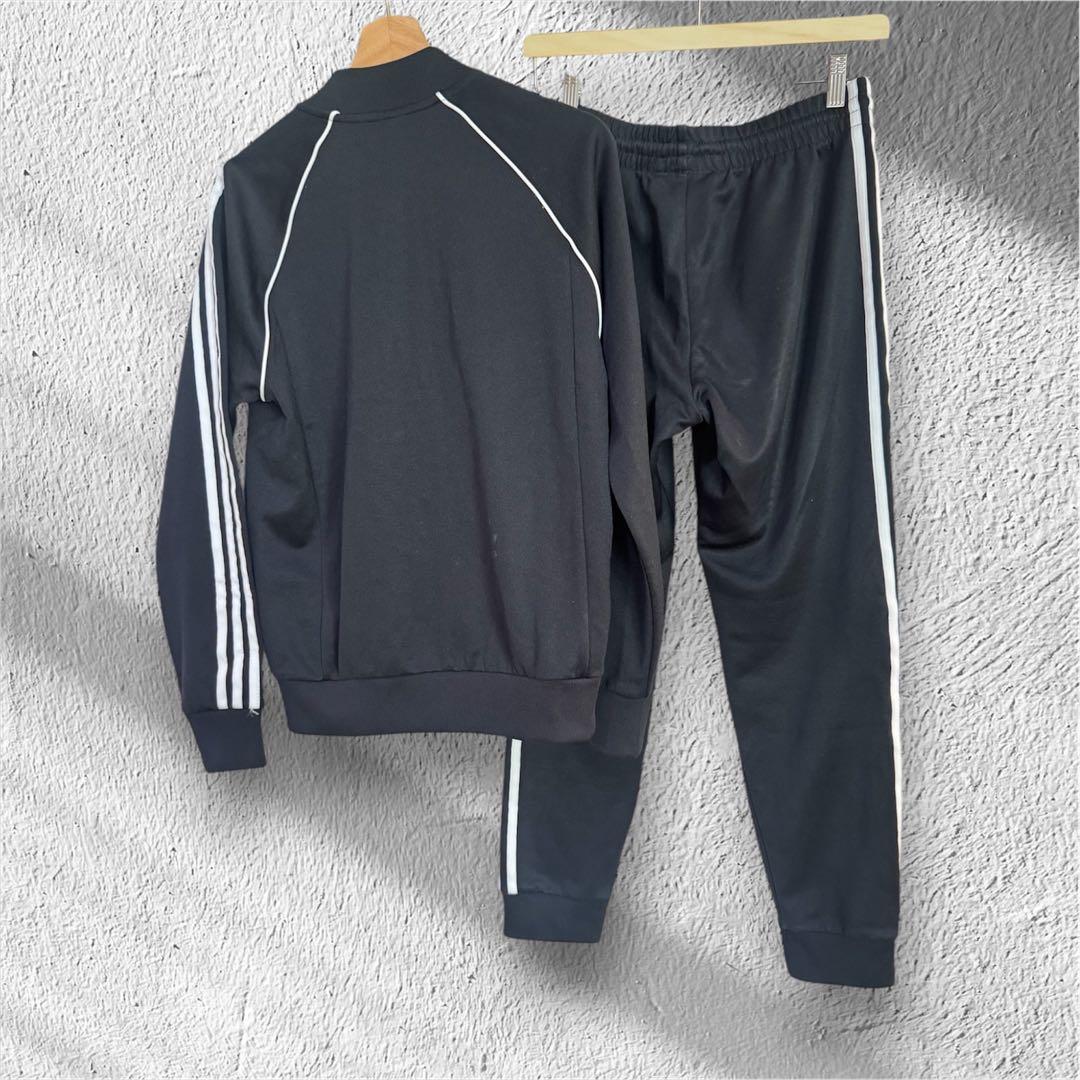 adidas ジャージ上下セット M 黒 ストライプ SST TP TT