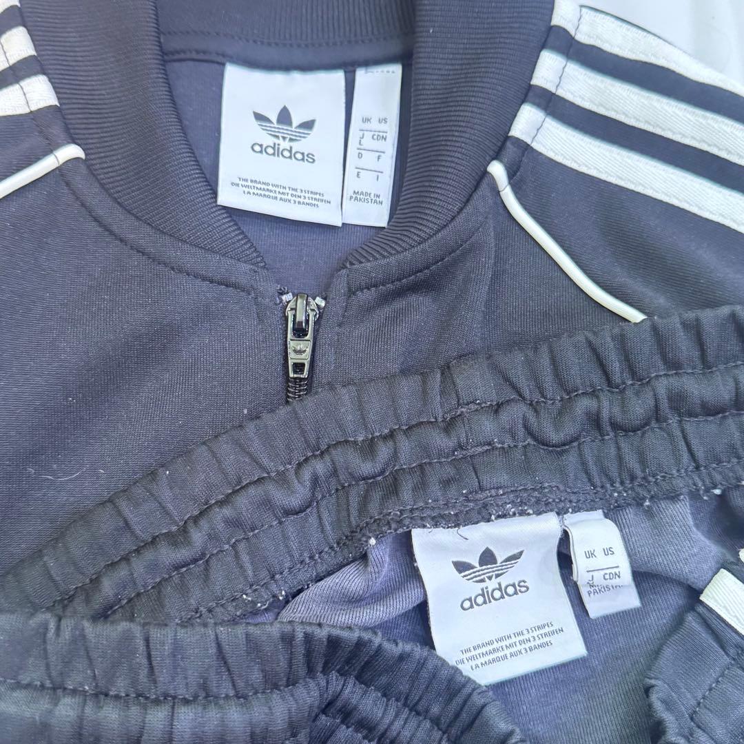 adidas ジャージ上下セット M 黒 ストライプ SST TP TT