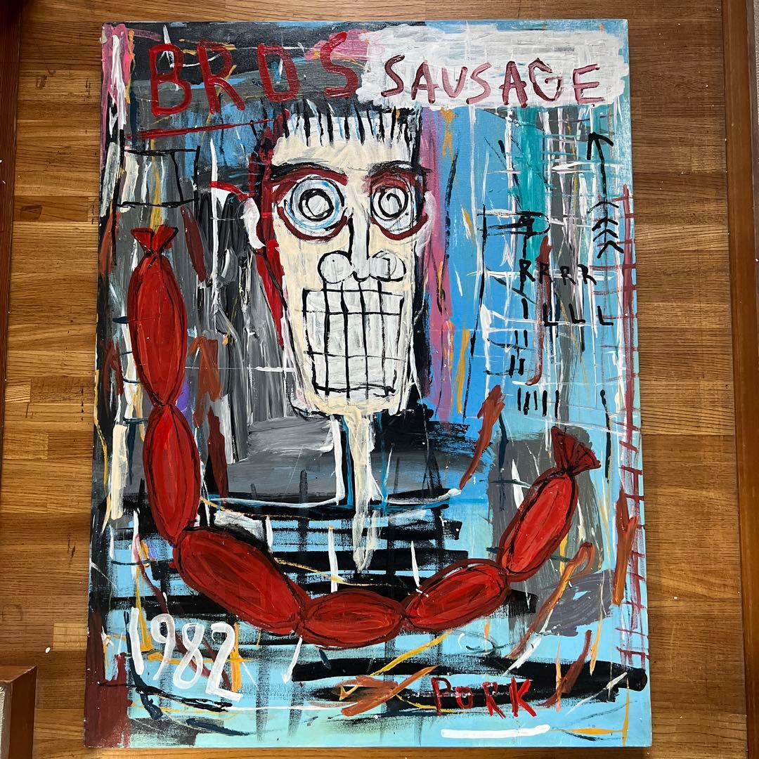 貴重　ジャン=ミシェル・バスキア 大型肉筆油彩画