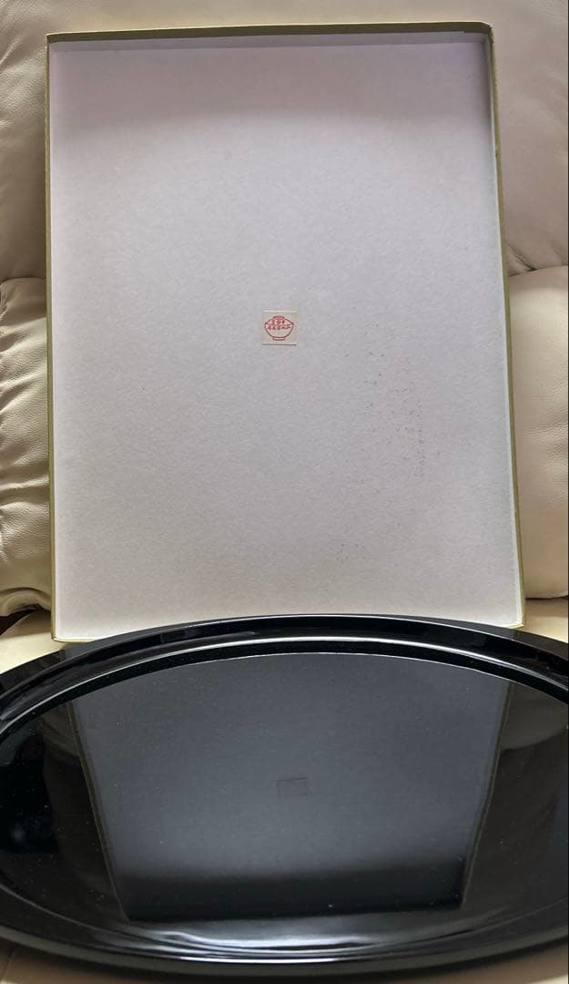【美品】宮内庁御用達 山田平安堂 特大 楕円形 黒塗りお盆 漆器 48cm