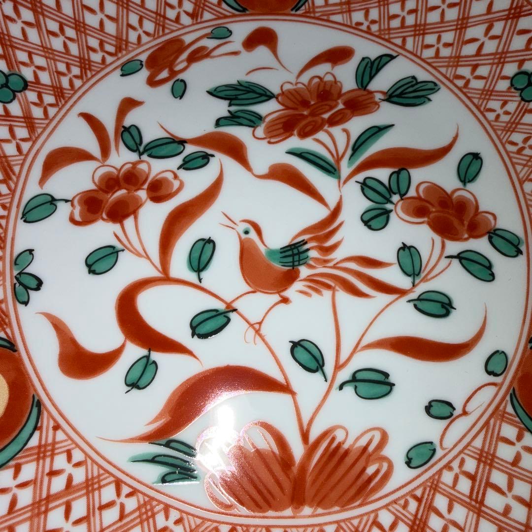 たち吉　赤絵　花鳥　金彩　中皿5枚セット　未使用
