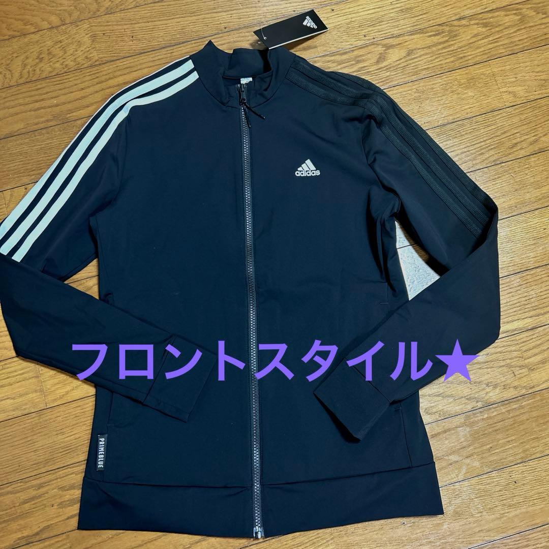 新品❣️adidas アディダス☆PRIMEBLUE 白&黒LINE♡ナイロンJK