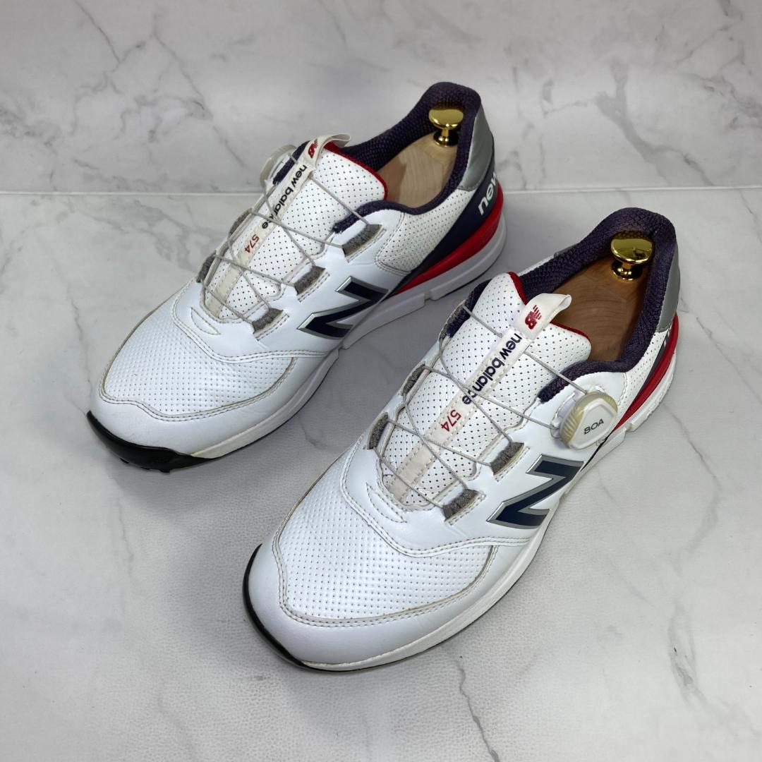 【美品】new balance ゴルフシューズ 26.0㎝ 白/紺/赤