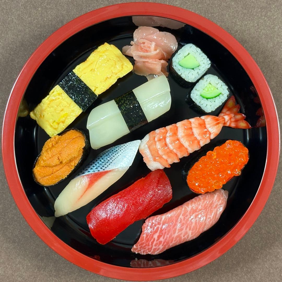 【超リアル】寿司 盛り合わせ 食品サンプル 12貫セット／高級感桶