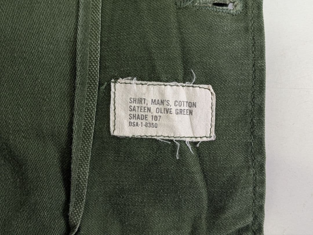 60's 米軍実物 OG 107 ユーティリティシャツ 中古 ナム戦