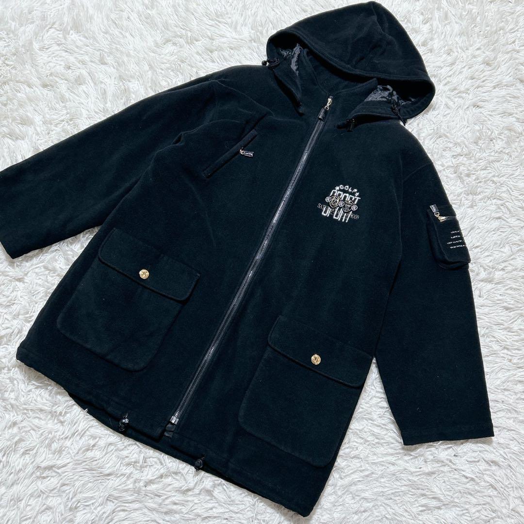 【2229】✨美品✨ フリースジャケット　ゴルフモチーフ　ロング　ポケット多数