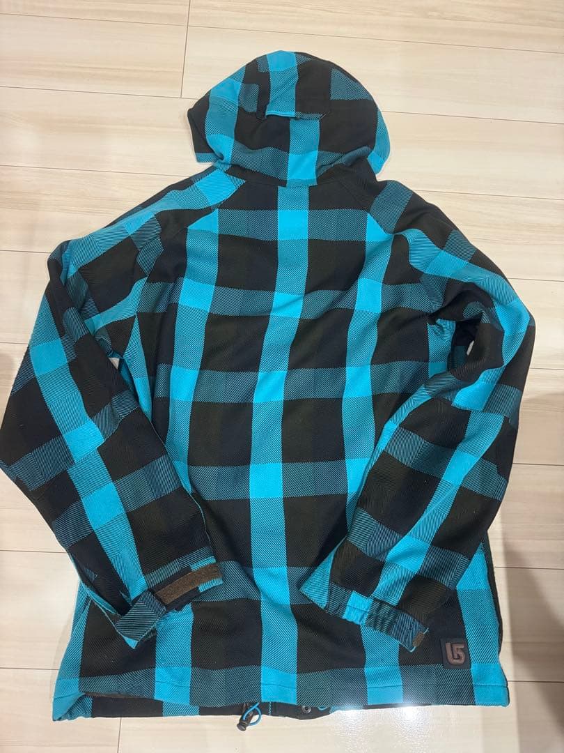 Burtonバートンスノーボードジャケットパーカーフード水色チェック