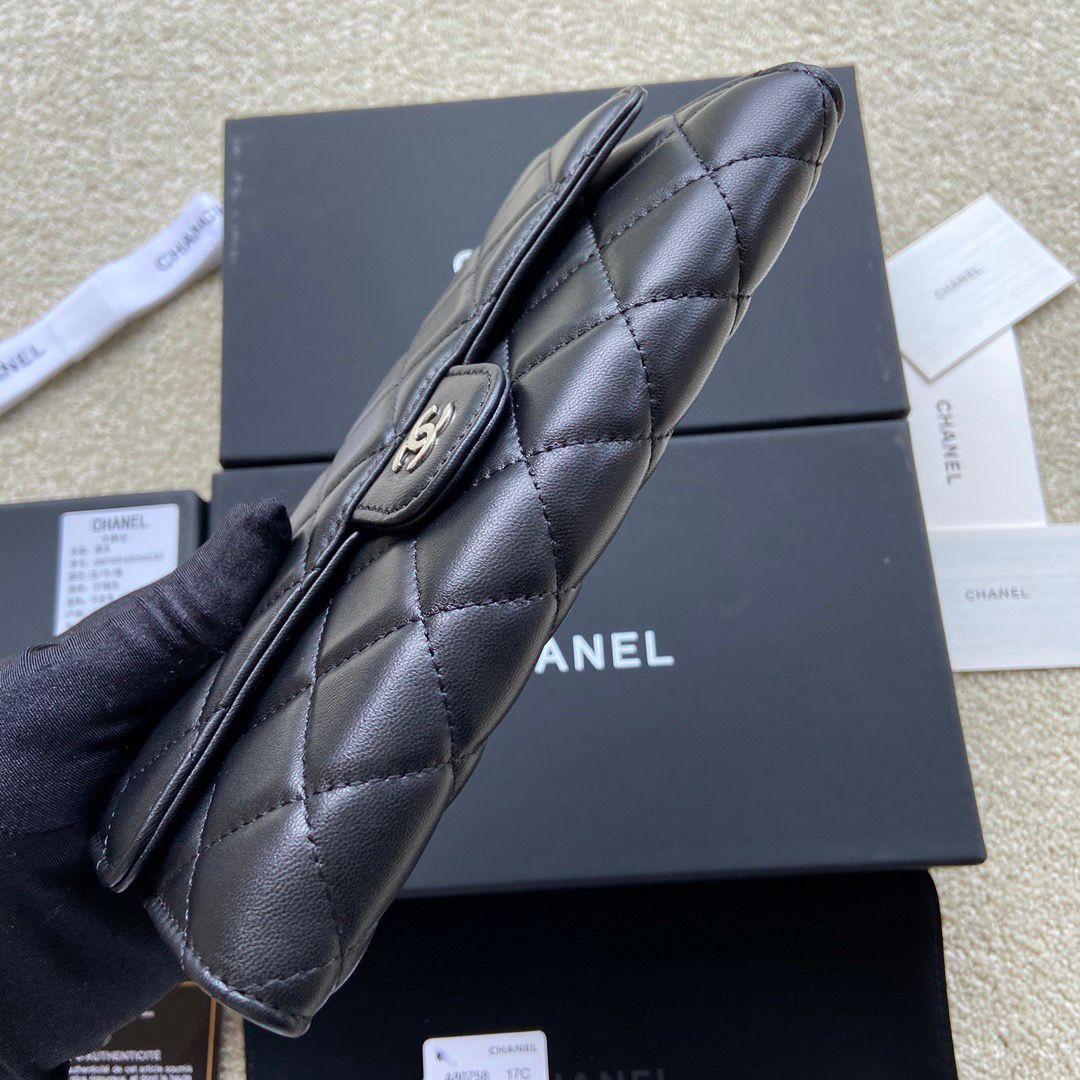 CHANEL ブラック レザー 長財布