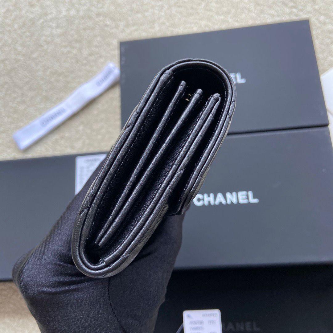 CHANEL ブラック レザー 長財布