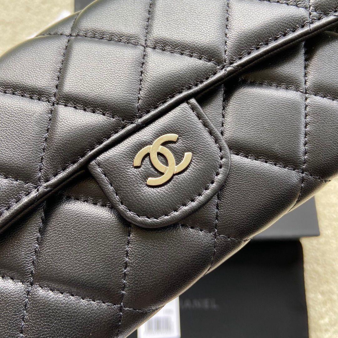 CHANEL ブラック レザー 長財布