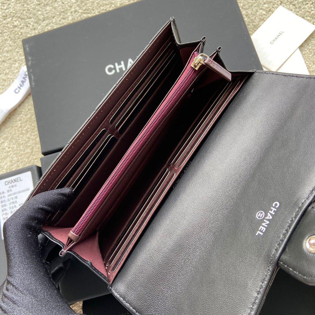 CHANEL ブラック レザー 長財布