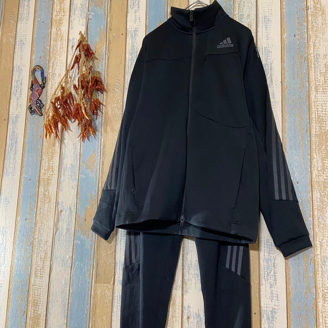 【adidas 】アディダス　メンズブラック ジャージ上下セット Lサイズ