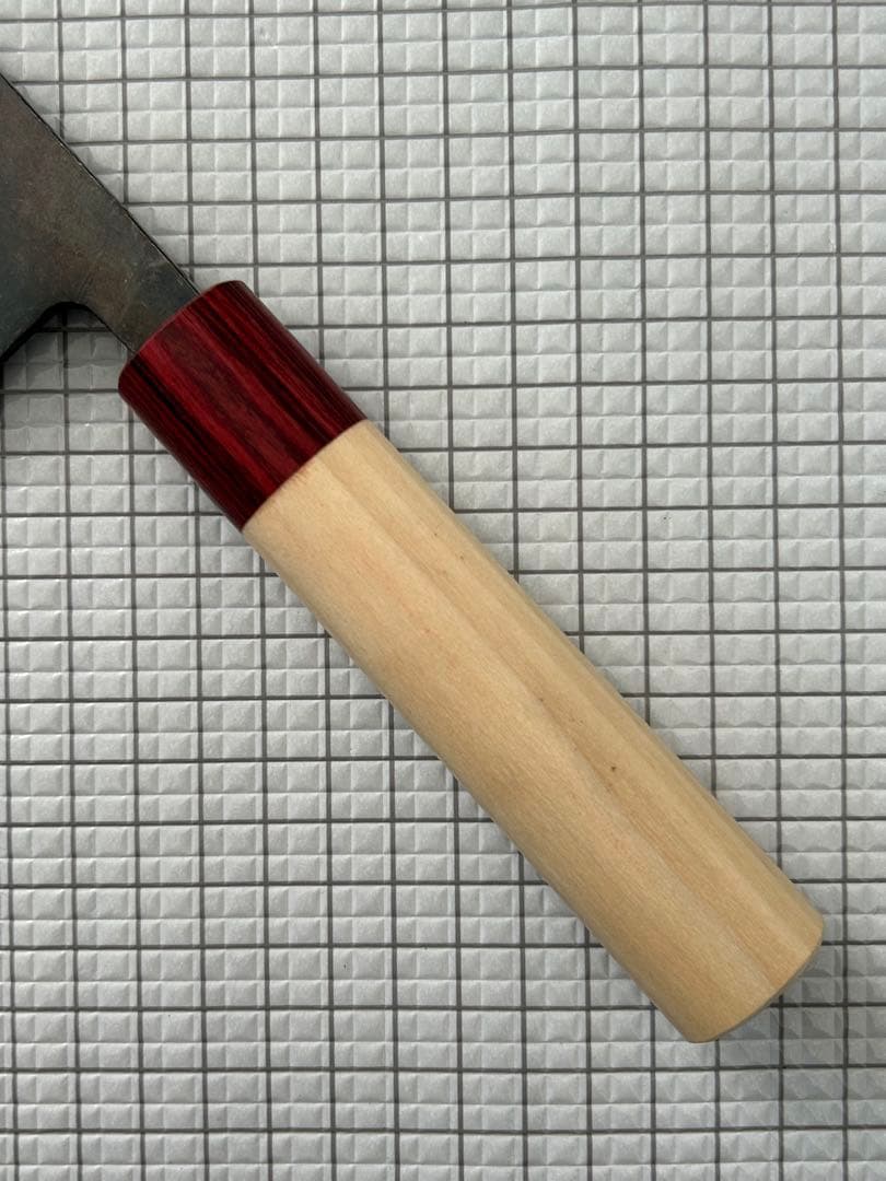包丁 菜切包丁 菜切 ダマスカス 安来鋼青紙２号 165mm 黒打ち 朴丸柄