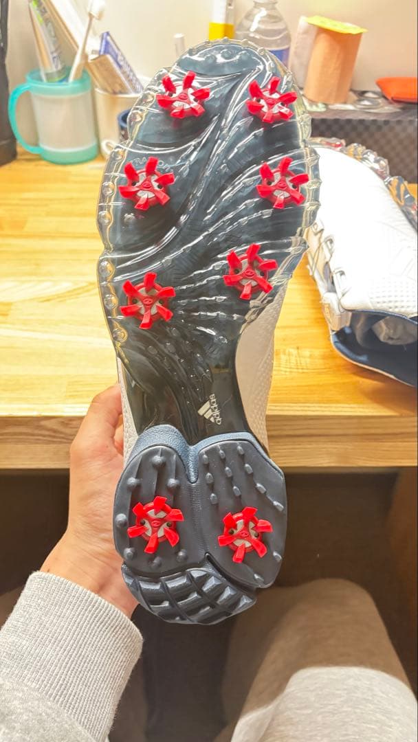 adidas ゴルフシューズ ホワイト スパイク付き