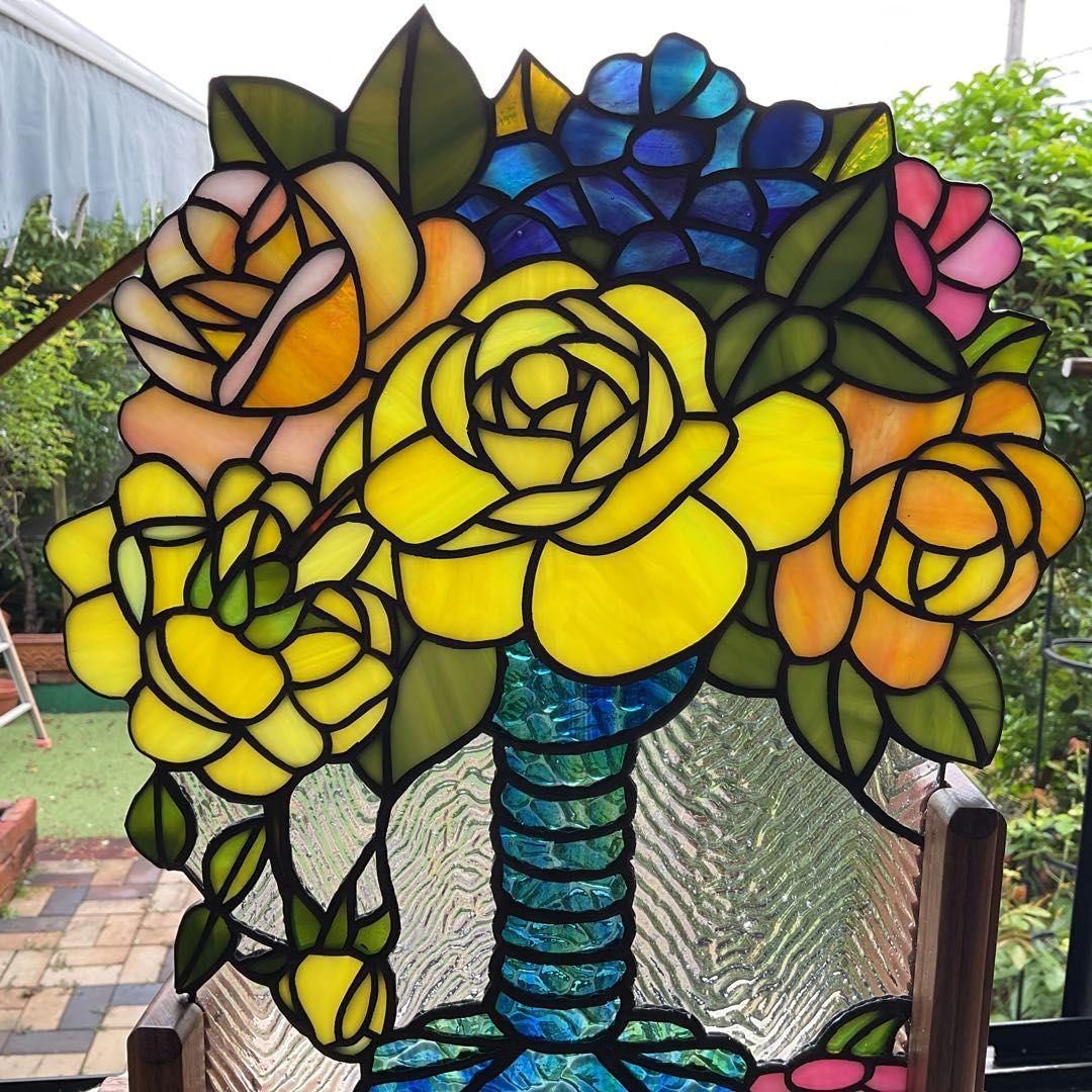 ステンドグラスパネル　薔薇③