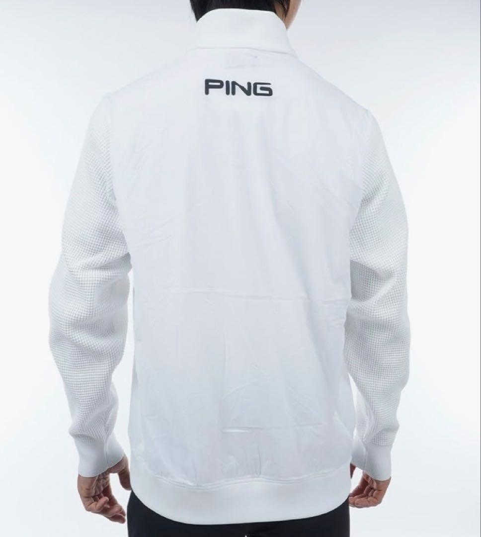 L 新品　PING ドッキングブルゾン　ストレッチ性・透け防止　メンズ　ホワイト