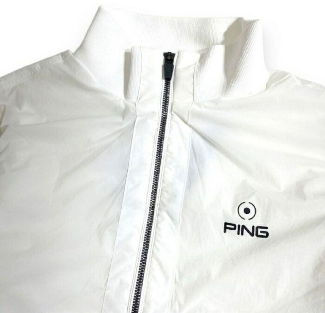 L 新品　PING ドッキングブルゾン　ストレッチ性・透け防止　メンズ　ホワイト