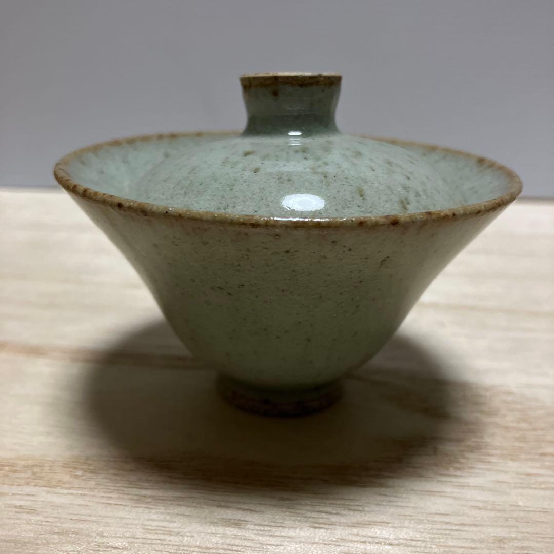 D-4 青龍窯 蓋付湯呑み 4客セット 青磁 貫入 煎茶道具 茶器 和食器