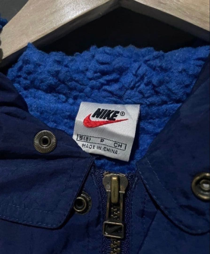 【大人気90年NIKE銀タグ】kids用・ビックスウッシュ紺色ベンチコートS