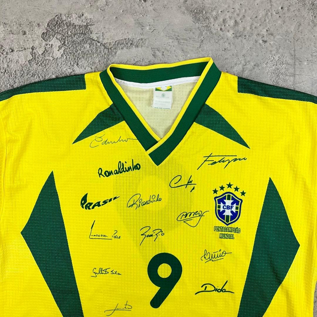 サッカーブラジル代表 #9 スーベニア ゲームシャツ 古着 プリントサイン L