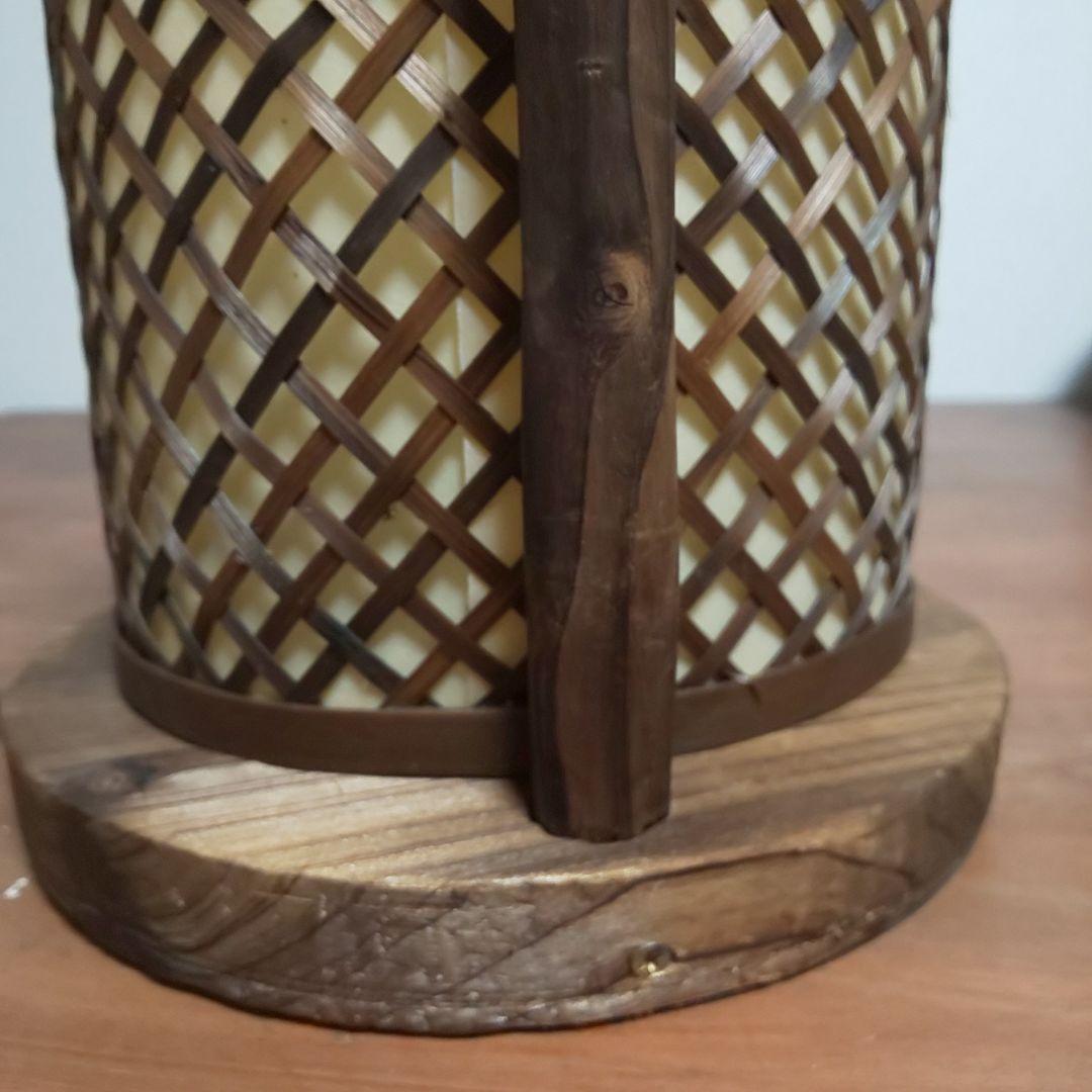 焼き杉 竹網 ランプ 和風 昭和レトロ ヴィンテージランプ 行燈 行灯