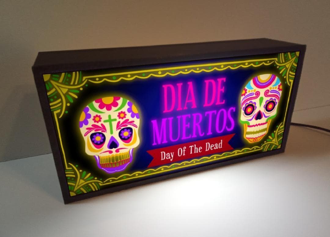 メキシカンスカル 死者の日 カラベラ オフレンダ 看板 置物 雑貨 ライトBOX