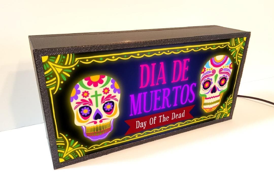 メキシカンスカル 死者の日 カラベラ オフレンダ 看板 置物 雑貨 ライトBOX