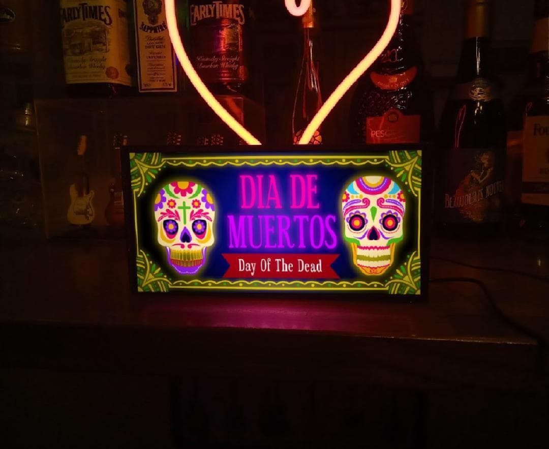 メキシカンスカル 死者の日 カラベラ オフレンダ 看板 置物 雑貨 ライトBOX