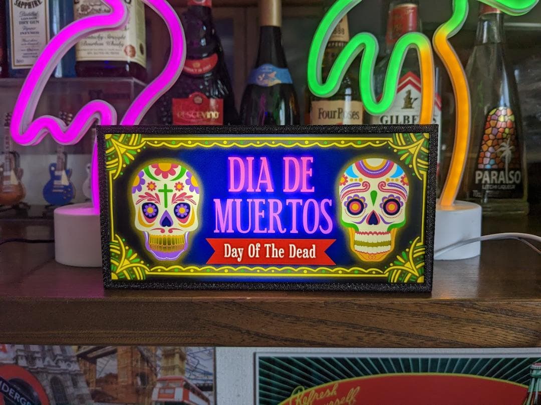 メキシカンスカル 死者の日 カラベラ オフレンダ 看板 置物 雑貨 ライトBOX