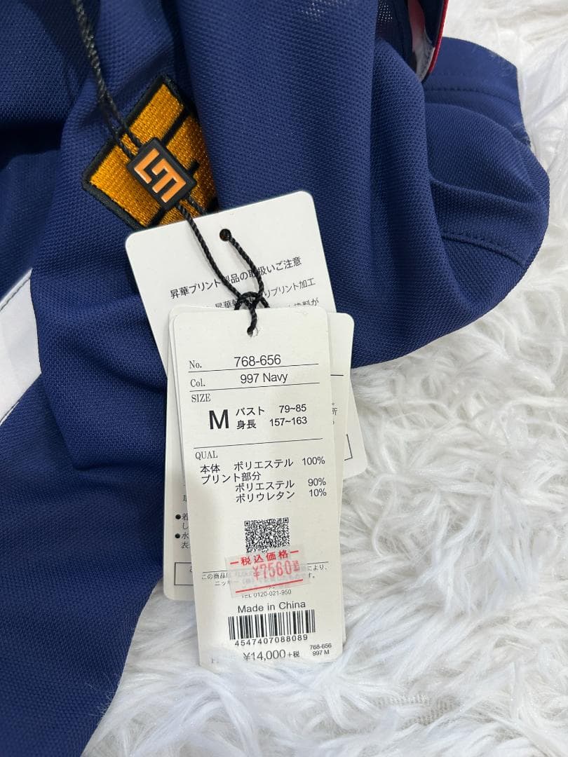 新品タグ付 ラウドマウス ゴルフワンピース M 紺 星条旗 総柄 派手カワ