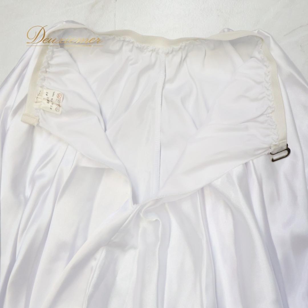 【美品 フラメンコ衣装】ホワイト ペチコート ファルダ スカート 無地 光沢 白